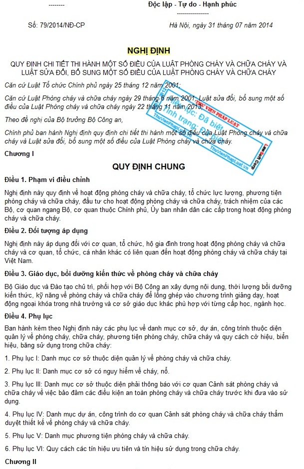 quy định về phòng cháy chữa cháy